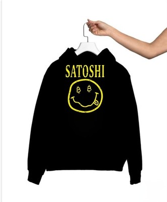 Satoshi gelb Lächeln Gesicht lustige Parodie Meme Sweatshirt Hoodie S M L XL 234XL