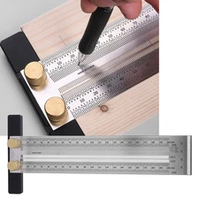 Stainless Steel T Type Hole Ruler Scribing Gauge Woodworking Marking Tool with A