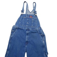 Dickies Bib Overalls Mens 32x32 Blue Denim Workwear Carpenter Construction