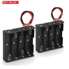 Battery Holder Case 2 Pk 4 Aa 1.5V Housing Leads Wire Open