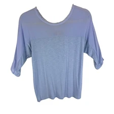 Anthropologie Dolan Light Blue Half Sleeve Lightweight Stretchy Fringe Blouse XS