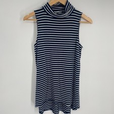 Athleta Turtleneck Tunic Women s XS Navy White Stripes Active Athleisure