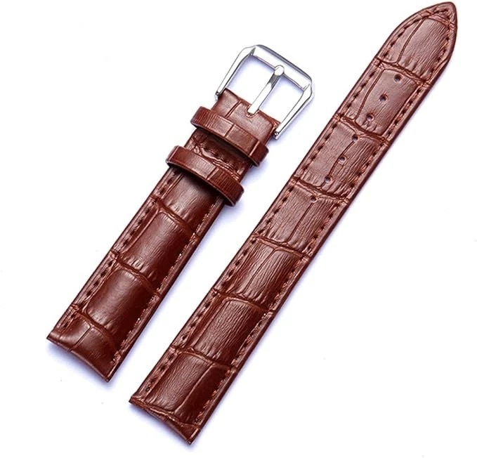 Bracelet montre marron pour la fixation par vis en cuir lisse