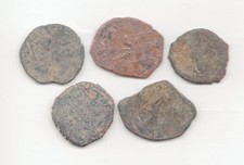 5 Byzantine Copper Follis -Lot Z1