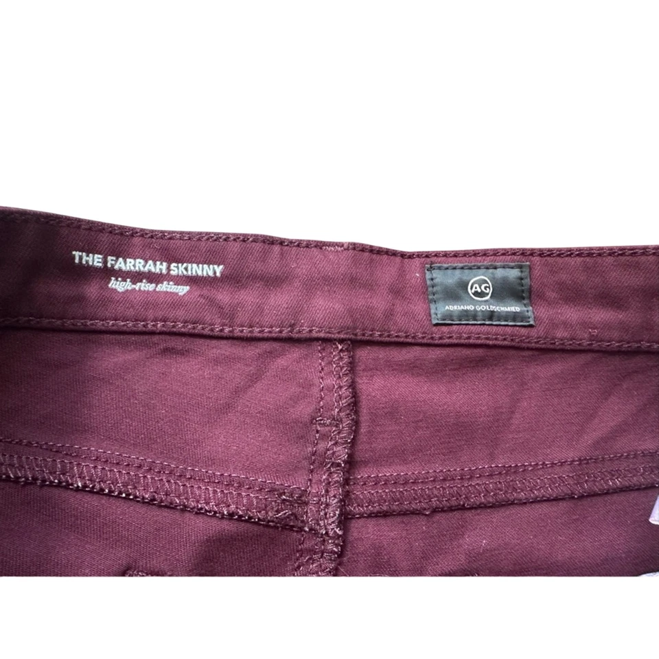 Pantalones de mezclilla ajustados al tobillo Farrah para mujer AG Adriano Goldschmied burdeos talla 31 Foto 4 de 4