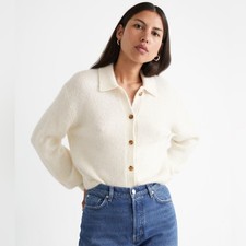 Other Stories Wool Blend Tortoise Button Cardigan Cream Women's EUC Size XS