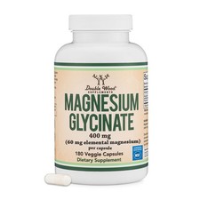 Magnesium Glycinate 400mg 180 Capsules (Vegan Safe Manufactured and Third Party 0.47 per thousand milligrams