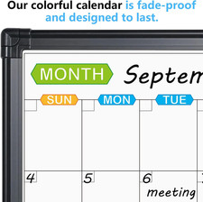 Magnetic Dry Erase Calendar Whiteboard, 2 Month White Board Planner 48 X 36 I...
