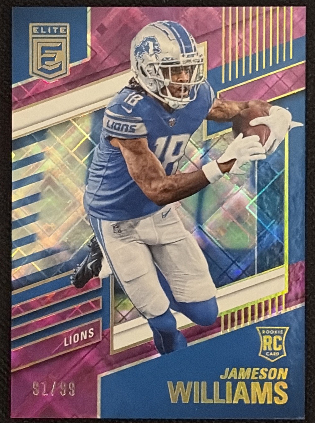 2022 Donruss Elite Jameson Williams Rookie Purple #/99 Detroit Lions RC