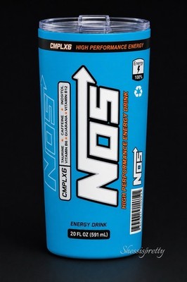 NOS Energy Drink 20oz Stainless Steel Tumbler w/Lid & Plastic Straw Gift