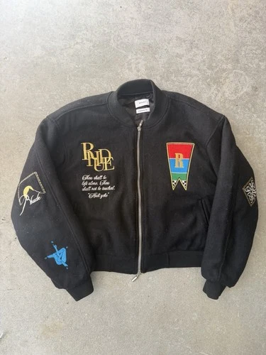 Rhude Black Crest Men’s Bomber Jacket Spring/summer 2022 Size Small Used - product listing photo