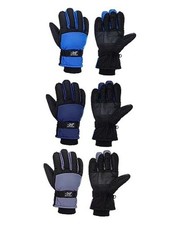 3 Pairs Kids Winter Gloves Waterproof Snow 6-10 Years Black, Gray, Dark Blue