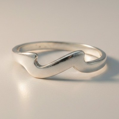 Genuine Sterling Silver Ring Wave Solid Hallmarked 925 Handmade Nickel Free