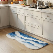 Ocean Wave Area Rug with Non-Slip Backing - Irregular-shaped Carpet for Home NEW