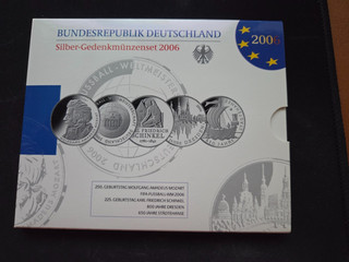5x10€ Silbermünzen kompletter Satz 2006 PP in Originalverpackung 925er Silber