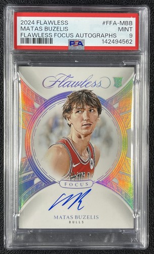 MATAS BUZELIS PSA 9 2024-25 PANINI FLAWLESS ROOKIE FOCUS AUTO 06/25 BULLS