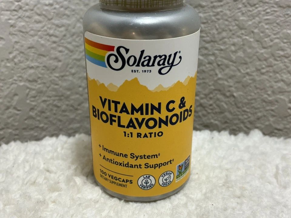 维生素 C 加生物黄烷类化合物 1:1 比例 100 粒 由 Solaray ~ 免疫系统 — 第 2/4 张图片
