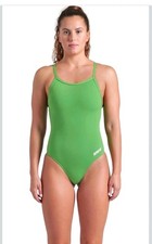 Arena Womens Solid Team Swimsuit Open Back Bathing Suit - Green - Size 34