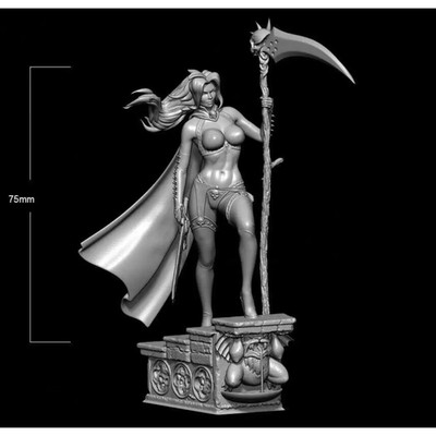 1/24 75mm 3D Print Model Kit Beautiful Girl Warrior Monster Slayer Unpainted