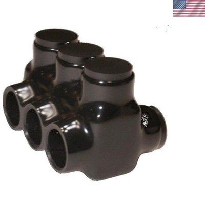 Products Black Insulated Multi-Cable Connector - Dual Entry 3 Ports 500 - 4 W...