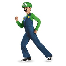 Officially Licensed Super Mario Luigi Costume for Kids, Sizes 4-6, Fun Outfit
