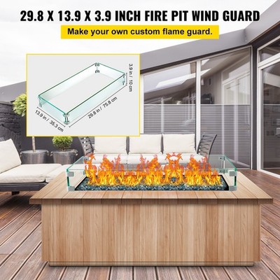 For Fire Pit Wind Guard Fire Pit Tempered Glass Wind Guard Fence (29.5 x 13.6 x
