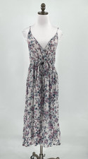 Christy Dawn White Pink Floral V Neck Drawstring Waist The Lincoln Midi Dress