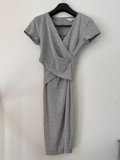 Trenery Womens Draped Sheath Dress Size XS Grey Marle V Neck Work Office Casual