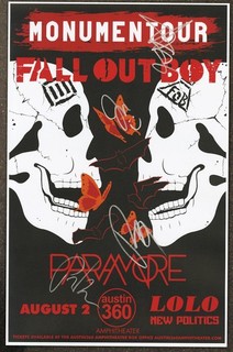 Fall Out Boy autographed gig poster Pete Wentz Andy Hurley Patrick Stump