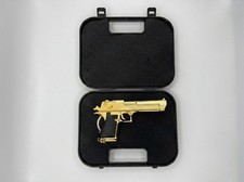 Golden Desert Eagle Toy Gun Keychain With Case Realistic Features Mini Gift