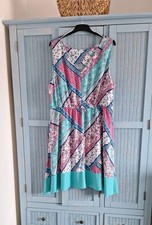 'Bonmarché' SIZE 24 Multicoloured Patchwork Look Sleeveless V Neck Dress