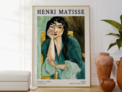 Henri Matisse Lorette im grünen Gewand Druck, modernes Portrait Poster, Original Kunst