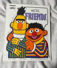 PlaySkool Sesame Street "We're Friends" Tray Puzzle 1976 13pcs Wood Multicolor