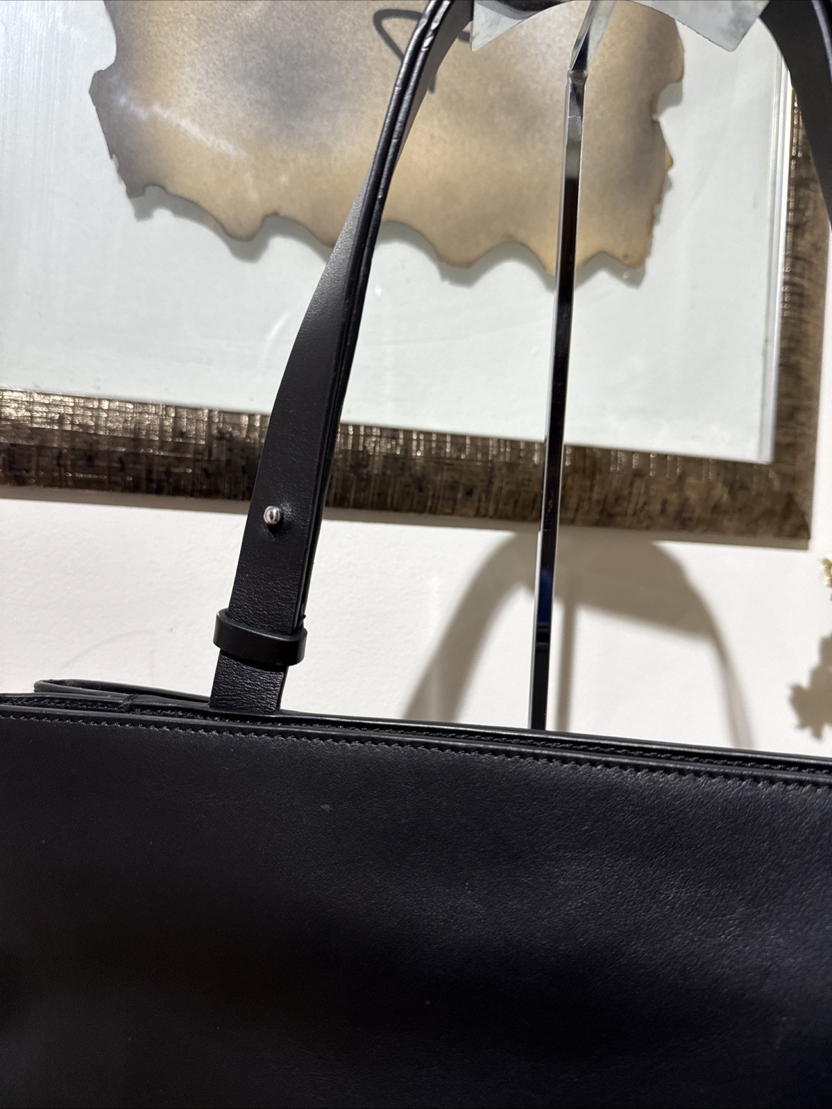 COS Authentic Large Tote Bag Black Folded Leather Laptop Work Bag image 9
