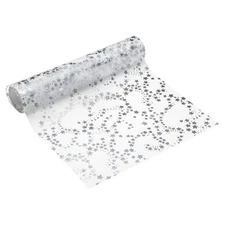 Silver Table Runner Roll, 11" x 9 Feet Sequin Foil Metallic Table Runner