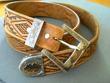 Southwestern Banner For Engraving Sterling Silver Ranger Set Tooled 2" Belt sz37
