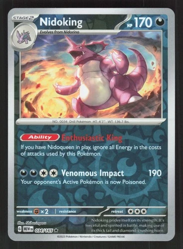 Nidoking 034/165 Reverse Holo SV: Scarlet & Violet 151 NM