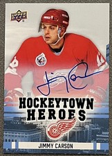 2025-26 UD Detroit Red Wing Centennial Jimmy Carson Auto Hometown Heroes On Card