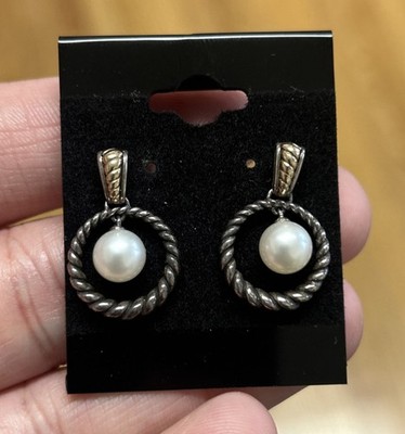 Sterling Silber & 14 Karat Gold Ohrringe mit Perlen hat eine Herstellermarke