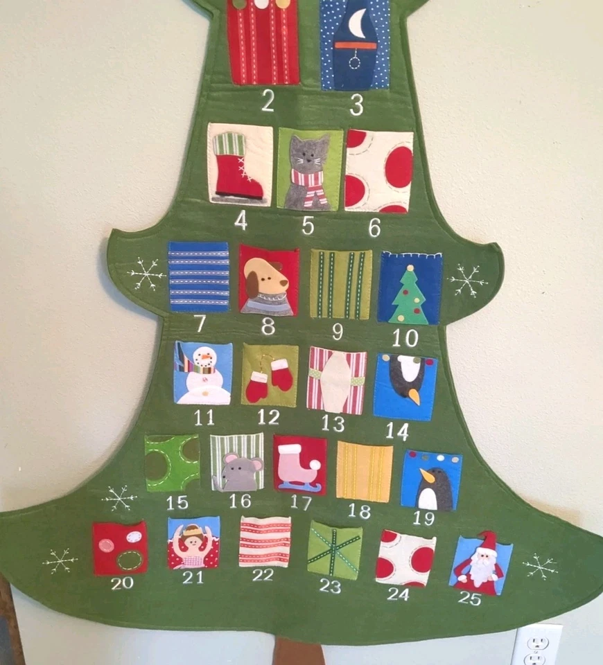 Pottery Barn Kids 58" Hanging Christmas Tree Advent Calendar w/No Monogram - Image 3 of 4