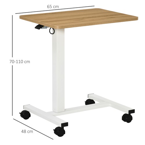 HOMCOM Bureau Table Ordinateur Portable avec Gaslift Hauteur Réglable en Forme de C Mobile - Photo 4/10