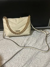 Rebecca Minkoff Edie Quilted Leather Crossbody Bag w/ Chain - Ecru / Cream - NWT