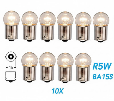 10x R5W BA15S 12V 5W Clear Glühlampe Birne Soffitte Beleuchtung Auto Lampe Glas