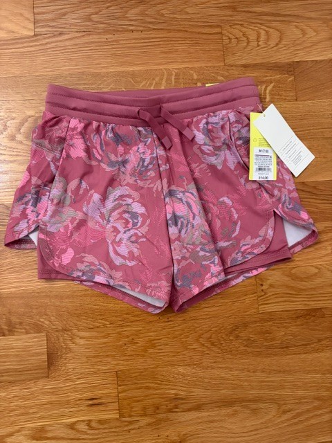 All in Motion Girls Pink Flower Shorts Size M 7/8 with Lining