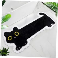 Bathroom Rug 47x20,Long Black Cat Bath Mat,Soft Shaggy Absorbent and Non Slip
