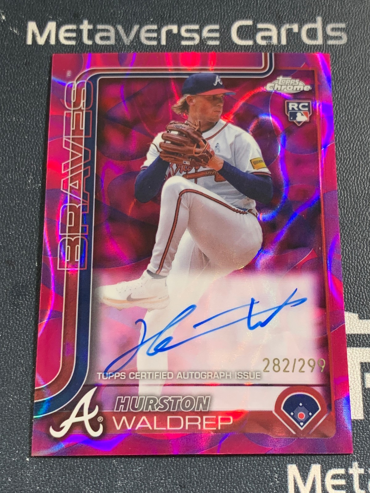 2025 Topps Chrome Hurston Waldrep RC Rookie Auto Magenta Purple Lamp 282/299