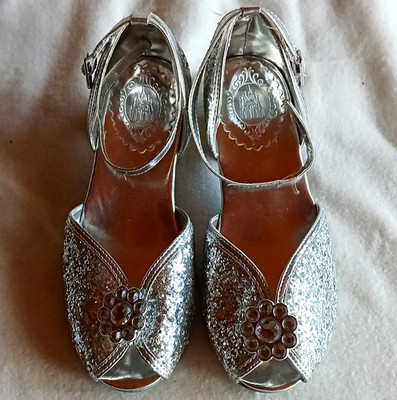 Disney Mädchen Sandalen silber Glitzer Strass Riemchen Schnalle EU 33