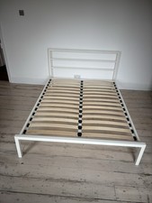 Metal Double Size Bed Frame with Wooden Slats (No Mattress)