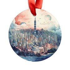 TAIPEI TAIWAN Skyline, Taiwanese Travel, Personalized Acrylic Ornament Gift