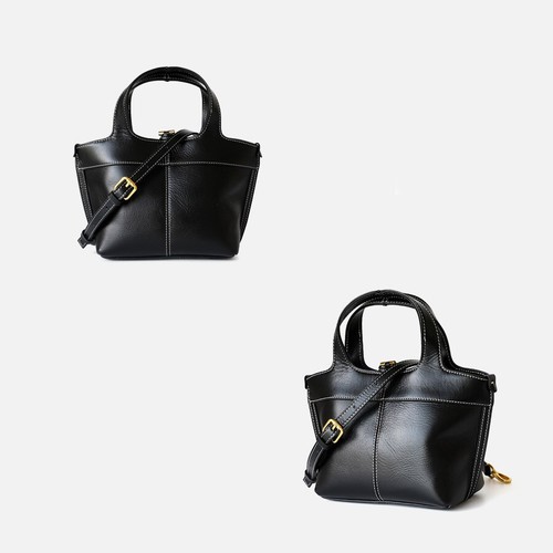 Small Mini Leather Canvas Tote Purse Shoulder Bag Tote Clutch Crossbody Handbag - Picture 5 of 20